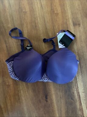 Bali Purple Molded Lace-Trim T-Shirt Bra